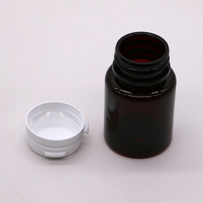 Colore personalizzato Pillola PET Ambrata 50 ml Capsula Bottiglia di olio di pesce con tappo strappante/ tappo a vite