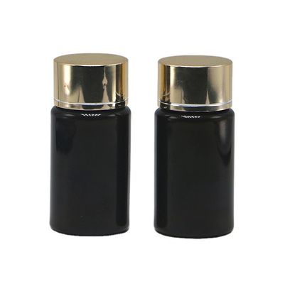GMP 50ML PET Plastic Medicine Tablet Pill Bottle Container Con Gold Silver Coating Cap