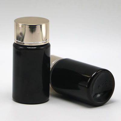 GMP 50ML PET Plastic Medicine Tablet Pill Bottle Container Con Gold Silver Coating Cap
