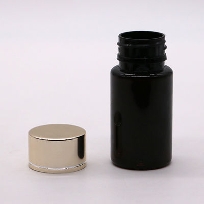 GMP 50ML PET Plastic Medicine Tablet Pill Bottle Container Con Gold Silver Coating Cap