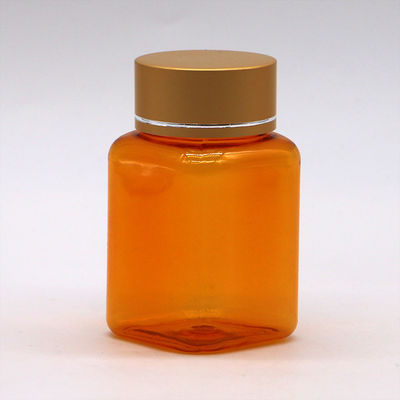90 ml / 3oz PET Quadratura Bottiglia Capsula Gialla/ Arancione con tappo in oro rosa e sigillo termico