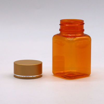 90 ml / 3oz PET Quadratura Bottiglia Capsula Gialla/ Arancione con tappo in oro rosa e sigillo termico
