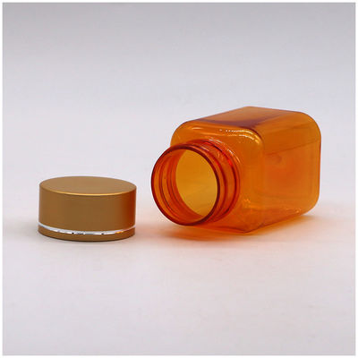 90 ml / 3oz PET Quadratura Bottiglia Capsula Gialla/ Arancione con tappo in oro rosa e sigillo termico