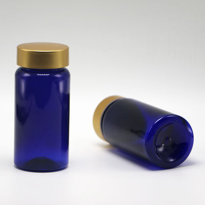 100 ml di PET a colori personalizzati, bottiglia di plastica per pillole e compresse con tappo rivestito d'oro