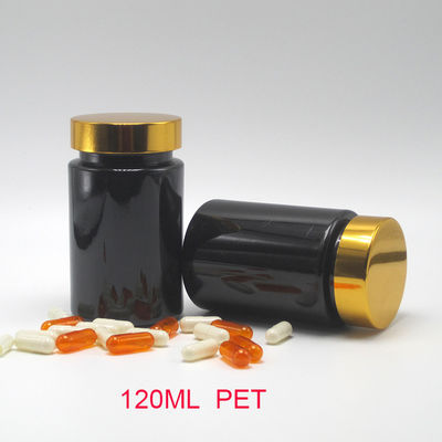 Materiale di base PET 120 ml Bottiglia di plastica nera per il supplemento pillola Capsula Medicina