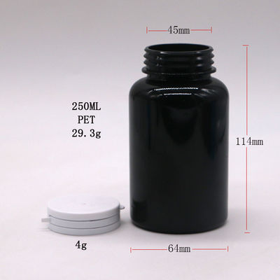 Personalizzare colore PET 250ml Bottiglia di plastica rotonda per il contenitore di capsule di medicina