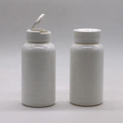 Bottiglia per compresse in plastica in HDPE a forma rotonda da 200 ml con coperchio flessibile e materiale PE