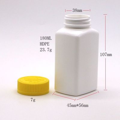 6OZ 180ml HDPE Forma Quadrata Pillola Bottiglia di Medicina per Medicina Nutrizione dietetica
