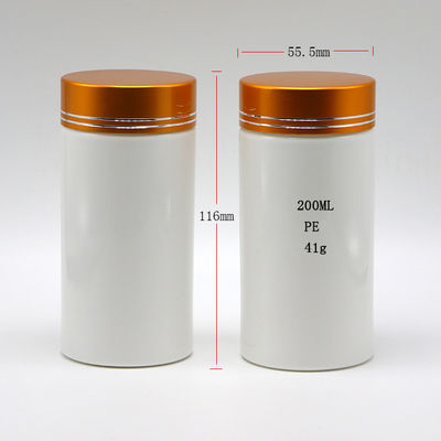 Farmacia Bottiglie di plastica HDPE da 200 ml con tappo a vite e forma cilindrica retta