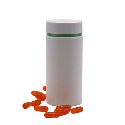 Bottiglia di pillole in plastica HDPE da 200 ml con corpo opaco e logo in rilievo in colore personalizzato