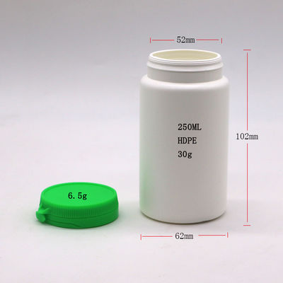 250 ml Bottiglia di plastica rotonda in HDPE per integratore di capsule