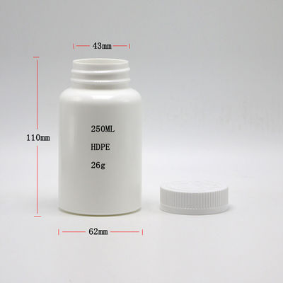 Bottiglia di plastica in HDPE con tappo a vite personalizzato da 250 ml per pillole di grado medico facile da aprire