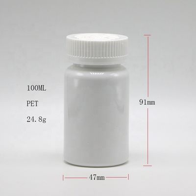Bottiglia di compresse in plastica PET personalizzata a forma rotonda da 100 ml/3,4 oz per la conservazione dei medicinali